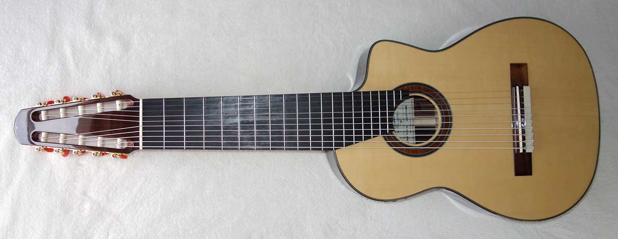 Bartolex 10-String Classical Harp Guitar Model SLS10CEL w/Hardshell Case Solid Spruce Top, Cutaway, Pickup