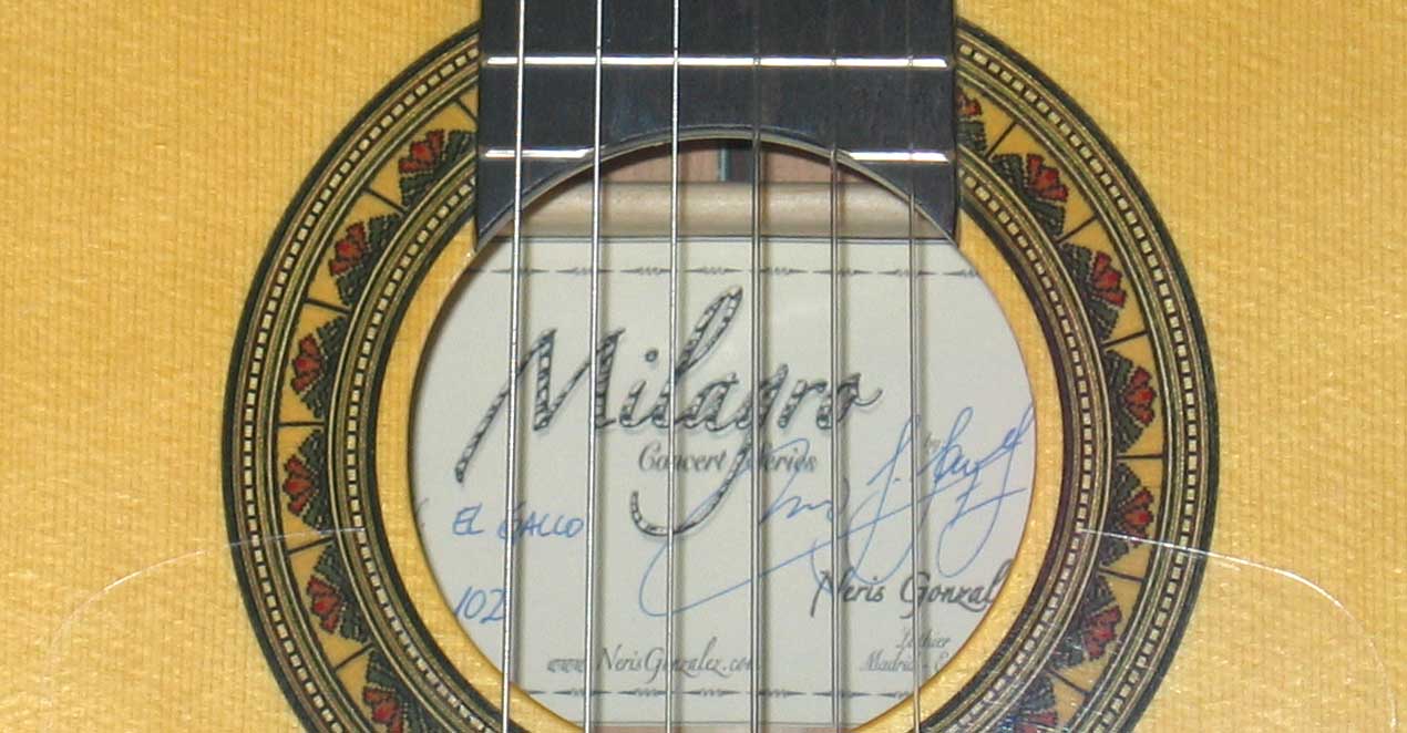 Milagro El Gallo Flamenco Guitar, Spruce Top, Neris Gonzalez Signed Label