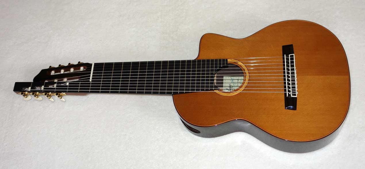 MILAGRO MRC11 Alto 11-String Classical Harp Guitarw/ Case, Cedar Top All / Solid Tonewoods