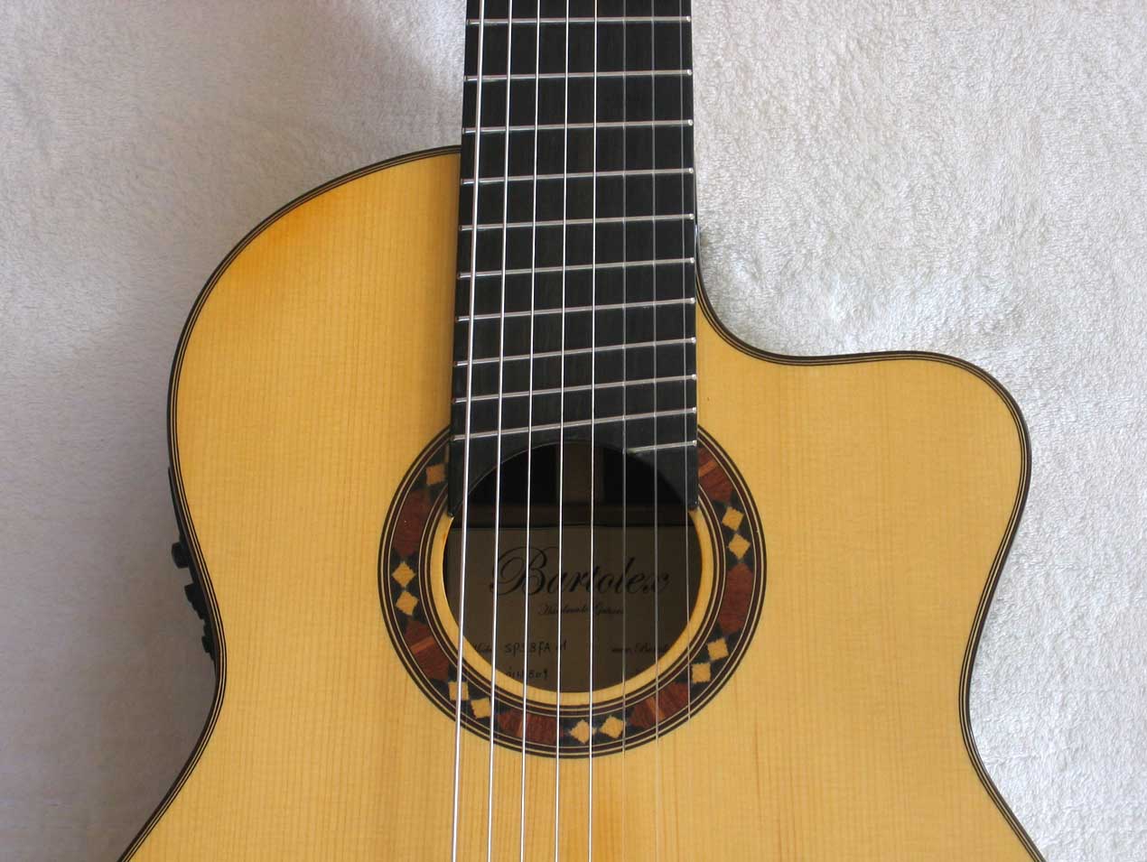 BARTOLEX SPSA8FCEL Classical Harp Guitar, Fanned, Frets Spruce Top, Spund Port, Fishman Presys PU + Case