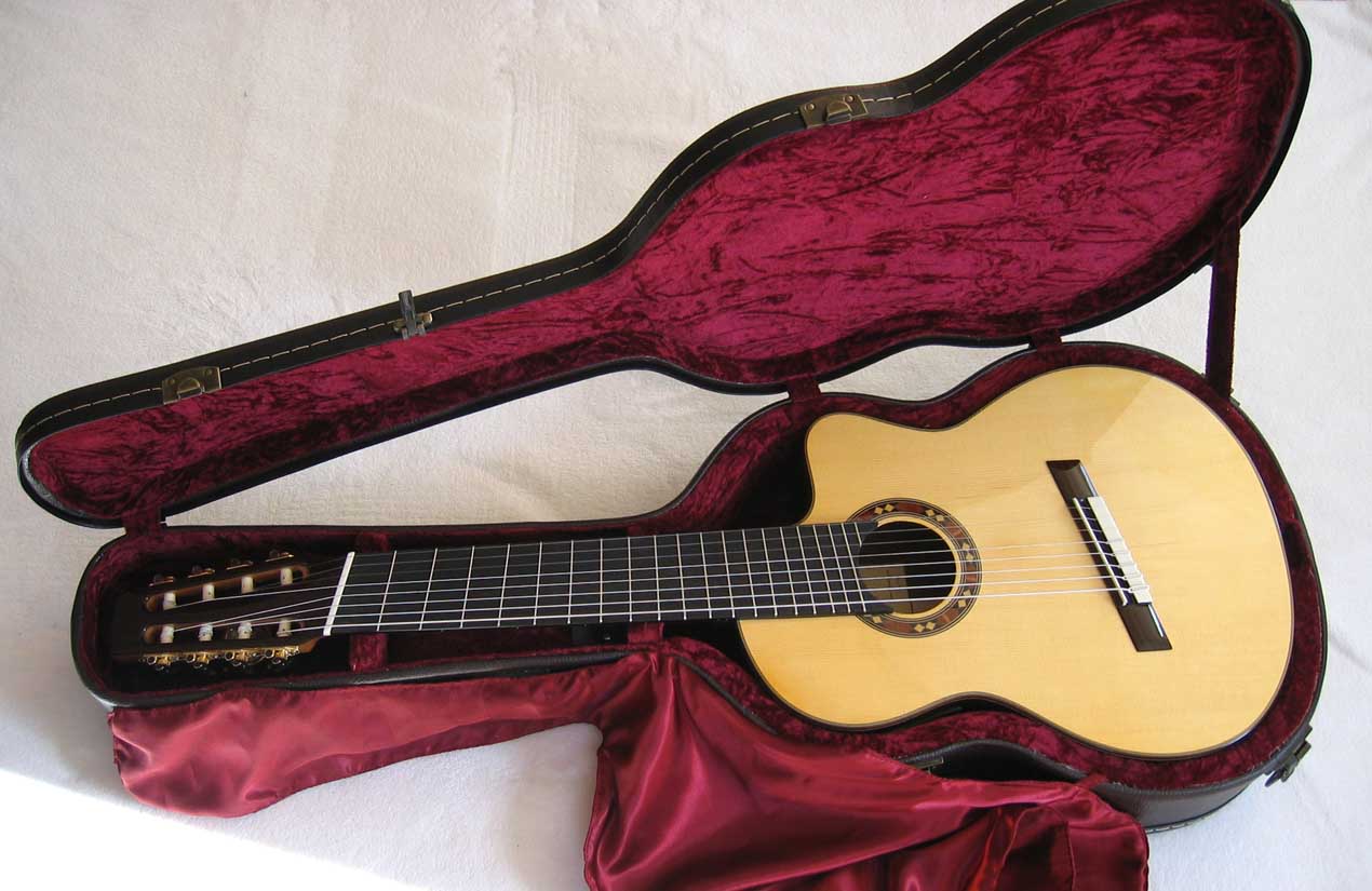 BARTOLEX SPSA8FCEL Classical Harp Guitar, Fanned, Frets Spruce Top, Spund Port, Fishman Presys PU + Case